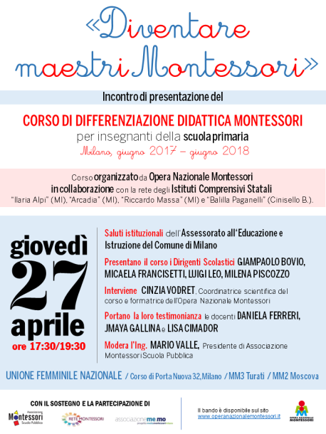 Presentazione corso Montessori insegnanti primaria Milano